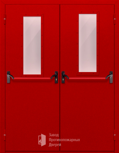 Фото двери «Двупольная с стеклом и антипаникой (красная)» в Электрогорску