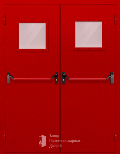 Фото двери «Двупольная со стеклопакетом и антипаникой (красная)» в Электрогорску