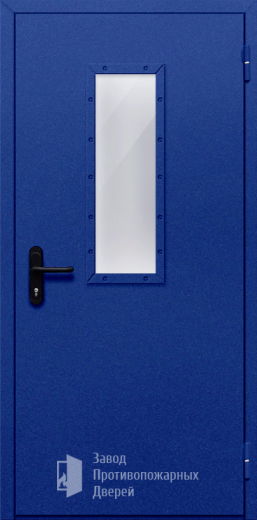 Фото двери «Однопольная со стеклом (синяя)» в Электрогорску