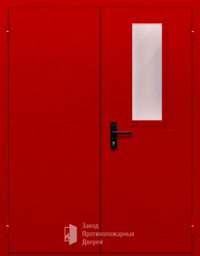 Фото двери «Двупольная со стеклом (красная)» в Электрогорску