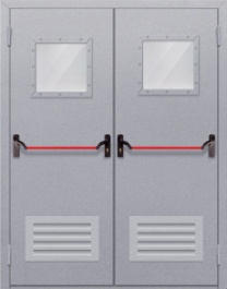 Фото двери «Двупольная со стеклопакетом и решеткой (антипаника)» в Электрогорску