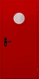 Фото двери «Однопольная с круглым стеклом (красная)» в Электрогорску