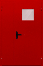 Фото двери «Полуторная со стеклопакетом (красная)» в Электрогорску
