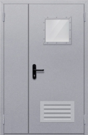 Фото двери «Полуторная со стеклопакетом и решеткой» в Электрогорску