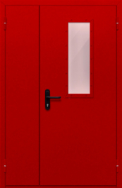Фото двери «Полуторная со стеклом (красная)» в Электрогорску