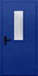 Фото двери «Однопольная со стеклом (синяя)» в Электрогорску
