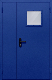 Фото двери «Полуторная со стеклопакетом (синяя)» в Электрогорску